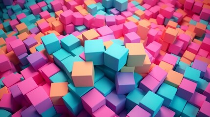 Floating colorful cubes in a 3D space. Generative ai