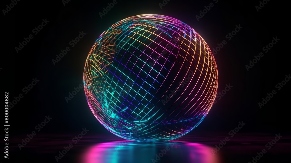 Poster a luminous orb on a dark backdrop. generative ai