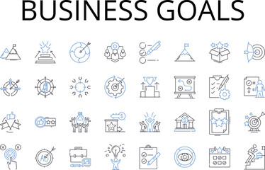 Fototapeta na wymiar Business goals line icons collection. Financial targets, Corporate objectives, Entrepreneurial pursuits, Commercial ambitions, Trade intentions, Market priorities, Mtary aspirations vector and linear