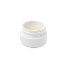 Jar of petroleum jelly on white background