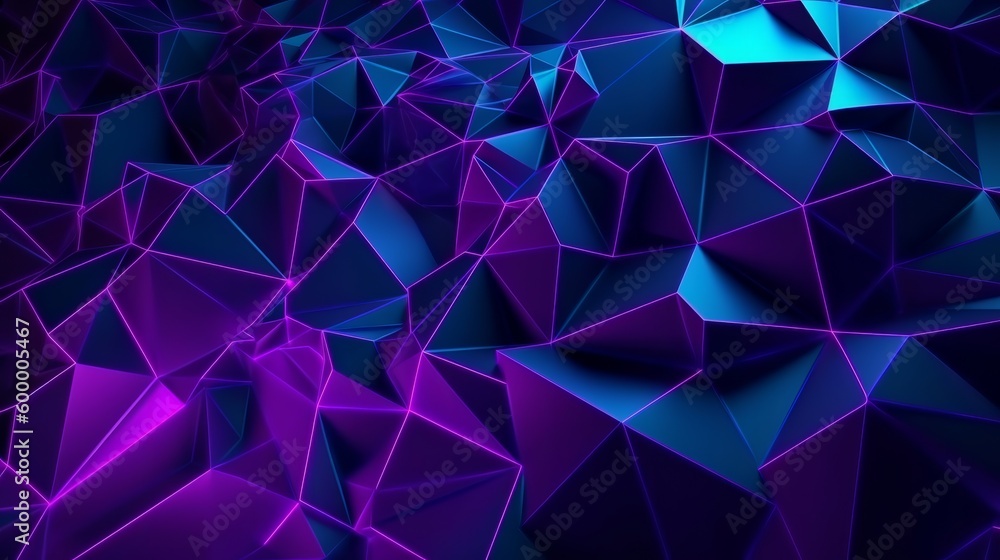 Aufkleber an abstract background with purple and blue triangles. generative ai