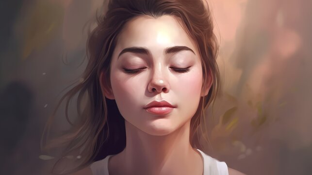 A paint of a woman beautiful face with calm expression ai, ai generative, illustration