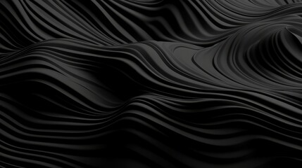 An abstract black background with wavy lines. Generative ai