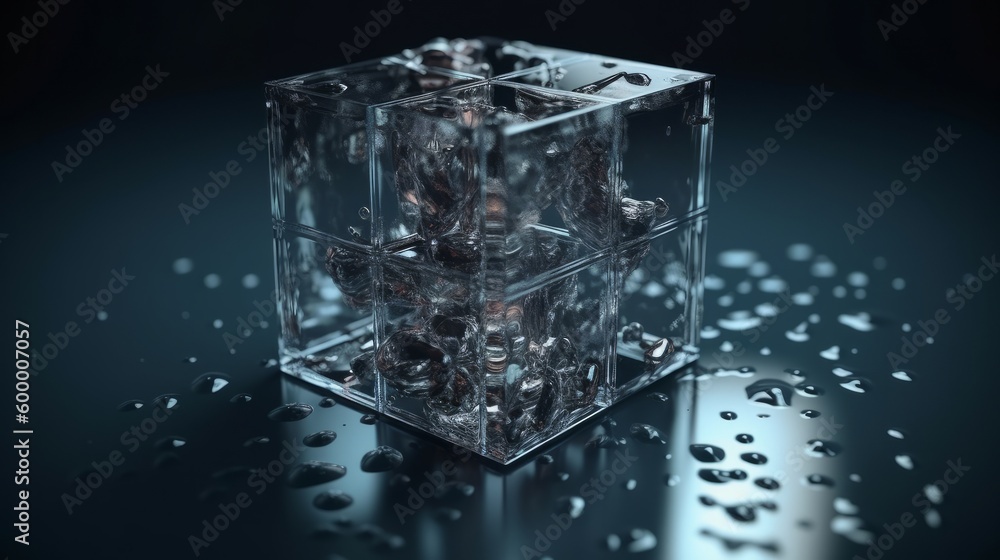 Aufkleber A glass cube filled with various small objects. Generative ai