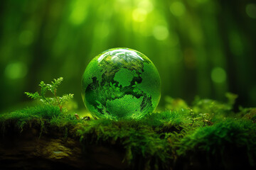 Obraz na płótnie Canvas green planet earth in the woods