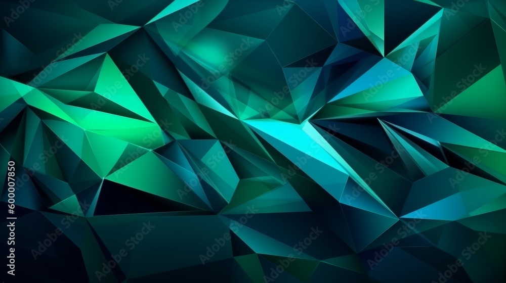 Poster an abstract green background with geometric shapes. generative ai