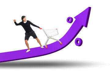 Man in high grocery inflation concept
