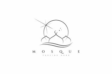 Mosque Modern Logo Template with Unique Concept Holy Night Phenomenon Abstract Illustration.