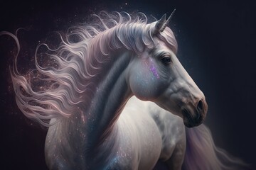 Naklejka na ściany i meble Fairytale beautiful horse close-up with selective focus. AI generated, human enhanced