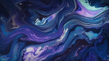 An abstract painting in shades of blue and purple. Generative ai