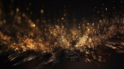 Naklejka premium A stunning gold glitter background on a dark surface. Generative ai