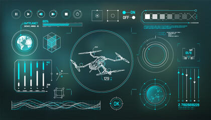 Set of infographic elements about drone and geolocation.