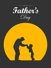 Silhouette of father and son happy Father's Day vector illustration