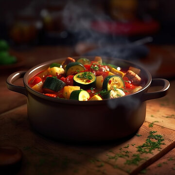 Pan Fried Chicken With Vegetables Ratatouille