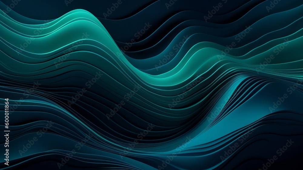 Aufkleber a vibrant blue and green abstract background with flowing, wavy lines. generative ai
