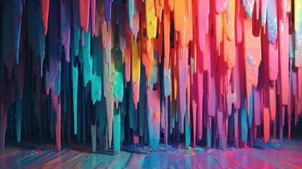 An abstract painting with vibrant multicolored lines. Generative ai