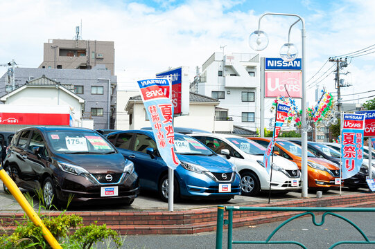 Kasai, Edogawa, Tokyo, Japan - August 15, 2019: Japan used car shop