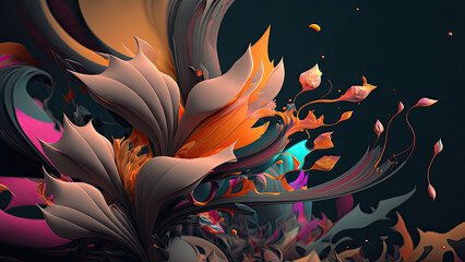 Modern Abstract Floral Arrangement of Flowers and Petals in a Beautiful Bouquet, Ideal for Wedding and Engagement Invitations and Thank You Cards, and Frame TV, Generative AI