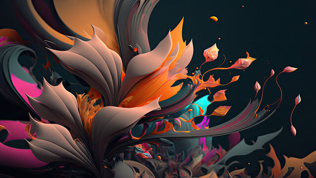 Modern Abstract Floral Arrangement of Flowers and Petals in a Beautiful Bouquet, Ideal for Wedding and Engagement Invitations and Thank You Cards, and Frame TV, Generative AI