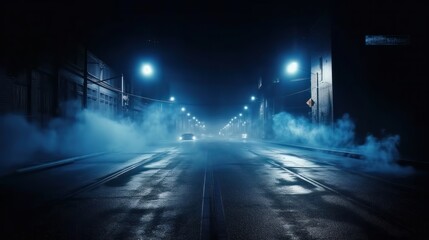 A smoky and ominous alleyway at night. Generative ai