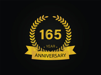 165th years golden anniversary logo celebration with ring and ribbon.