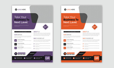 Corporate Business Flyer design layout, two colors scheme vector template in A4 size. Minimal and Creative Business Flyer Design