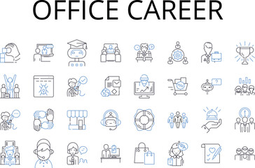 Fototapeta na wymiar Office career line icons collection. Corporate ladder, Professional trajectory, Executive path, Business progression, Work advancement, Occupation journey, Job trajectory vector and linear