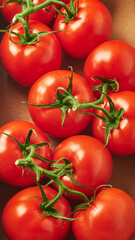 tomatoes on the vine in a vertical box