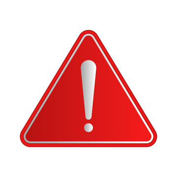 Warning Sign In Red Grey Gradient Colour With Exclamation Mark For Alert
