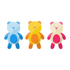 teddy bear toys blue yellow pink beige play bright fun kindergarten children's day elements