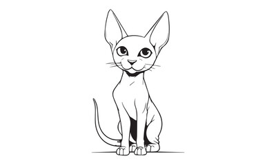 Sphynx cat vector art design. Black Sphynx cat illustration. 