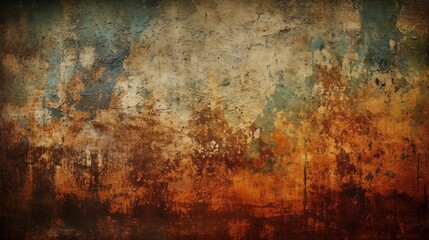 A grungy, rusted wall with textured surface. Generative ai