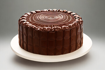 Layers of soft chocolate cake filled with cream. Sweet, temptation, pleasure concept created with generative AI.