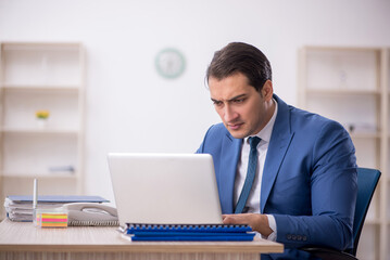 Young male employee working in the office