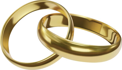 isolated gold wedding rings. realistic linked gold rings