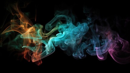 Colorful smoke on black background in abstract art style. Generative ai