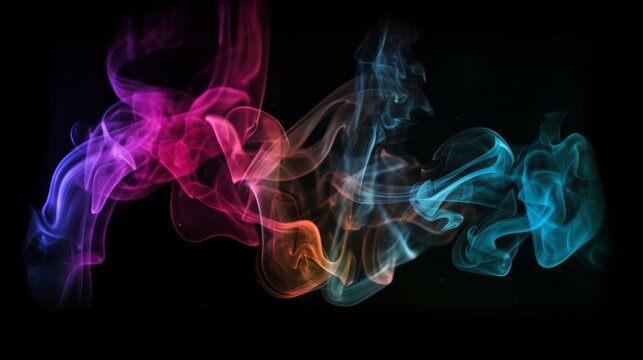 Colorful smoke on black background. Generative ai