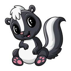Cute baby skunk a sitting