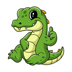 Cute baby crocodile cartoon sitting