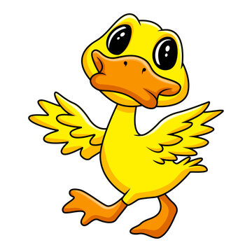 Cute cartoon a duck waving