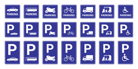 Parking Sign Collection Vector Illustration