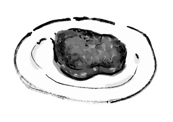 フォアグラステーキの手描き和風イラスト