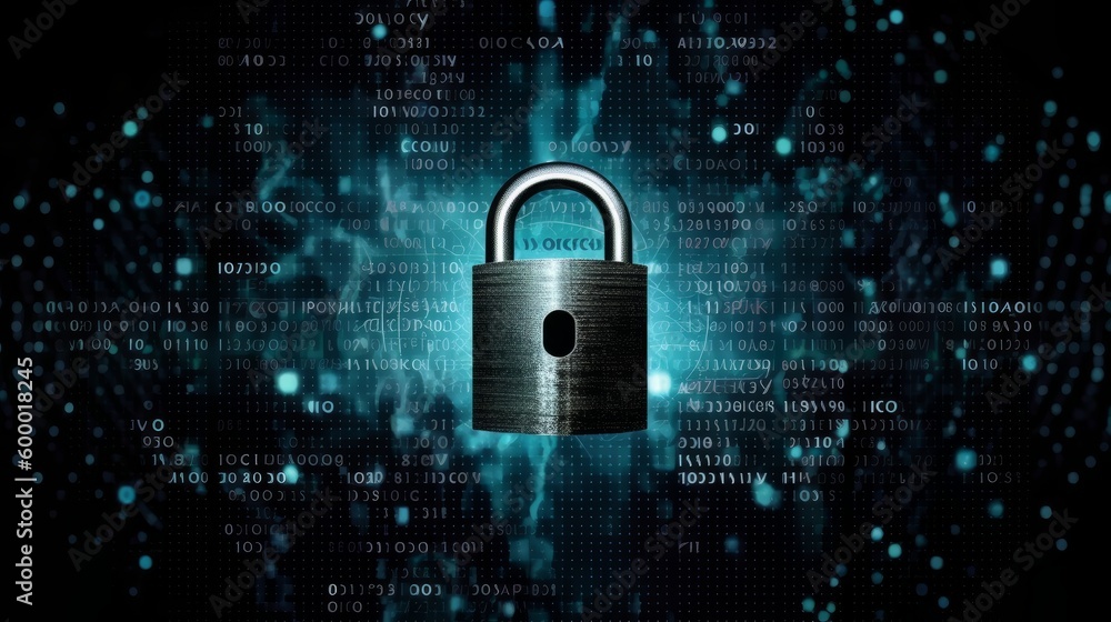 Poster a padlock with combination numbers on a dark background. generative ai