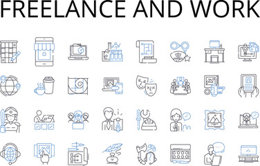 Freelance and work line icons collection. Independent, Contractual, Part-time, Project-based, Temporarily employed, Self-employed, Outsourced vector and linear illustration. Remote,Gig,Casual outline