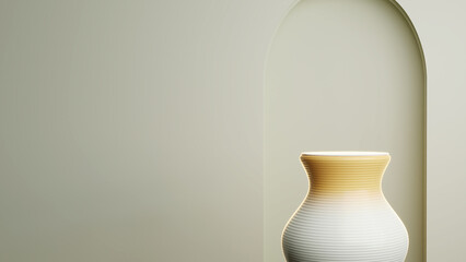 Modern Minimal Pottery Podium Platform with Earth Tone Color for Product Display Showcase 3D Rendering