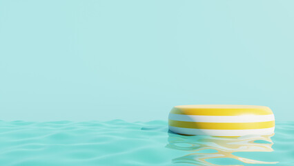 Summer Season Podium Platform with Floating Rubber Ring for Product Display Showcase 3D Rendering