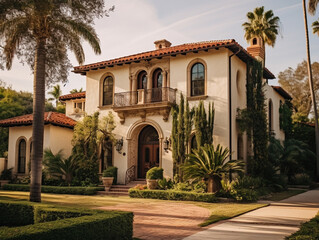 A Home with a Spanish Colonial Architecture Design | Generative AI