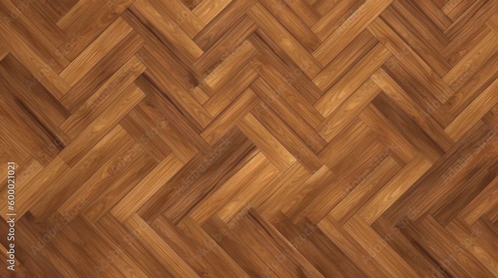 Poster a detailed view of a chevron pattern on a wooden floor. generative ai