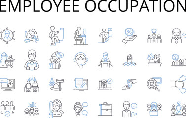 Employee occupation line icons collection. Business profession, Work trade, Staff employment, Labor career, Job vocation, Task skill, Duty service vector and linear illustration. Employment occupation