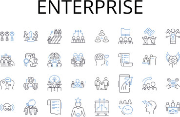 Enterprise line icons collection. Business, Corporation, Company, Organization, Firm, Establishment, Institution vector and linear illustration. Venture,Trade,Commercialism outline signs set